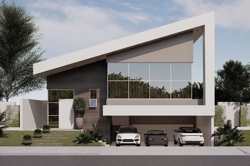 Planta de casa com garagem subterrânea