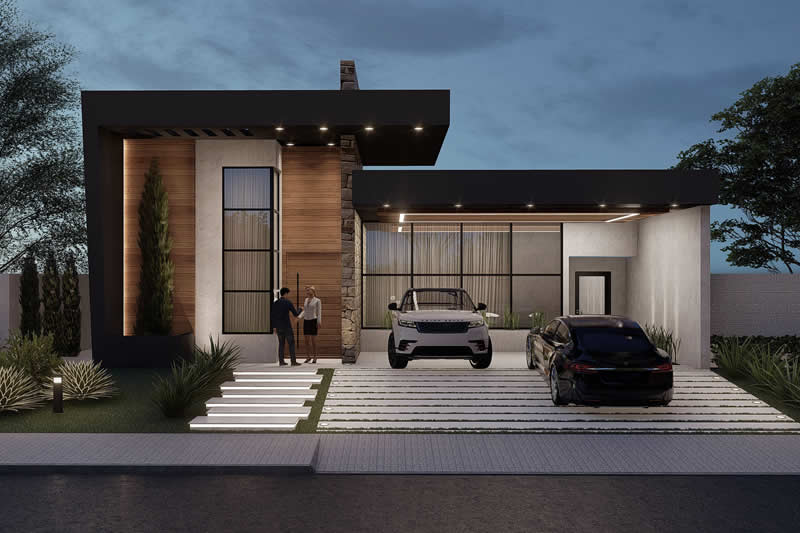 Projeto de casa térrea com 3 suítes