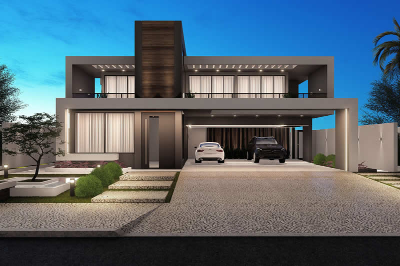 Fachada com varanda luxo