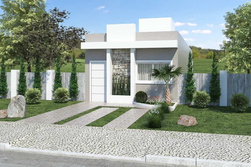 Planta de casa popular com 3 quartos