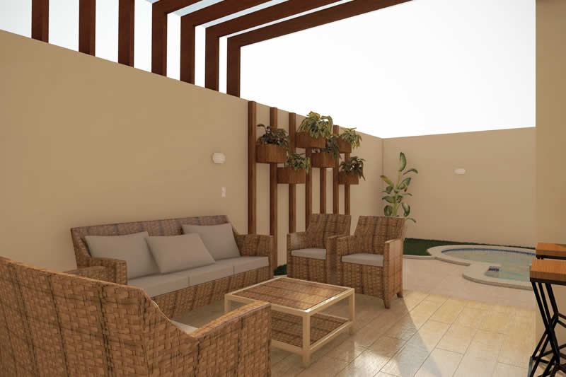 Planta de casa com telhado duas águas