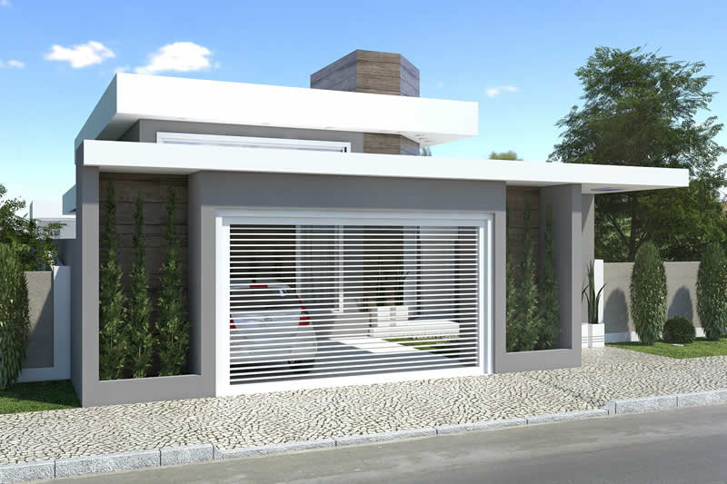 Planta de casa térrea com edícula e piscina