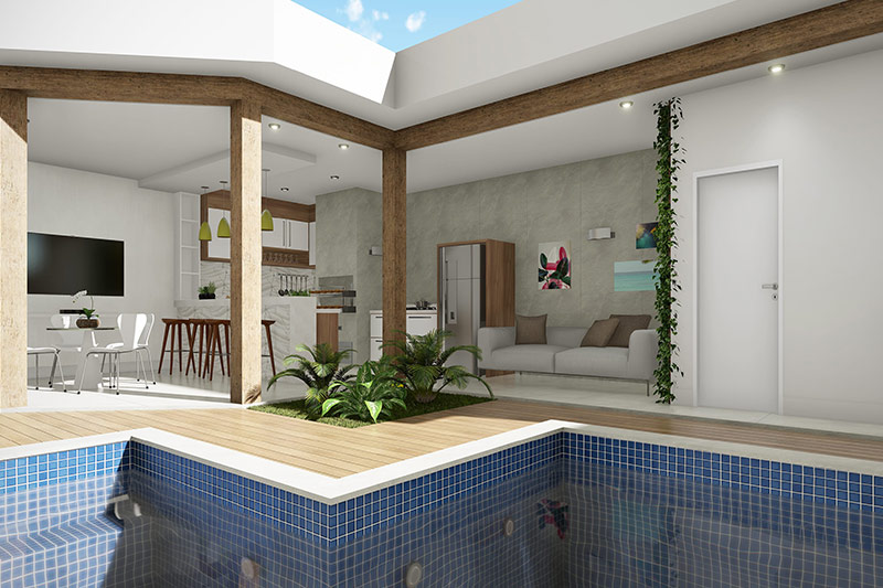 Piscina com pastilha