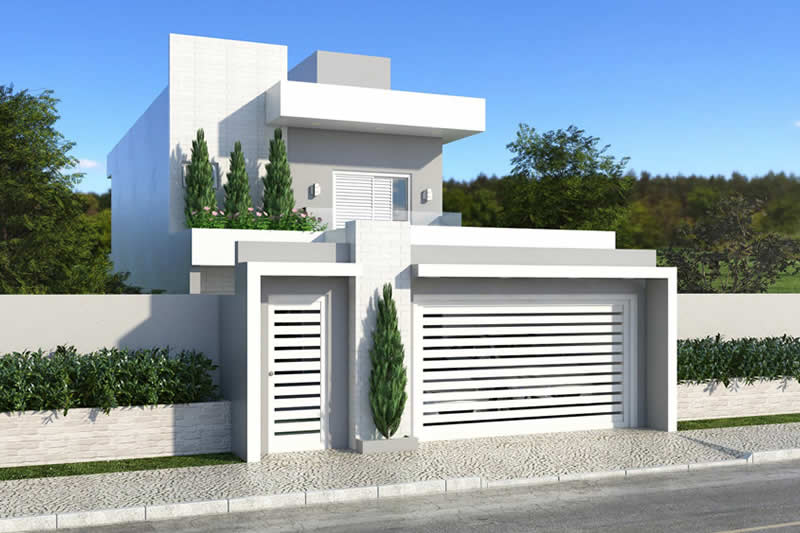 Planta de casa com 3 quartos com sacada