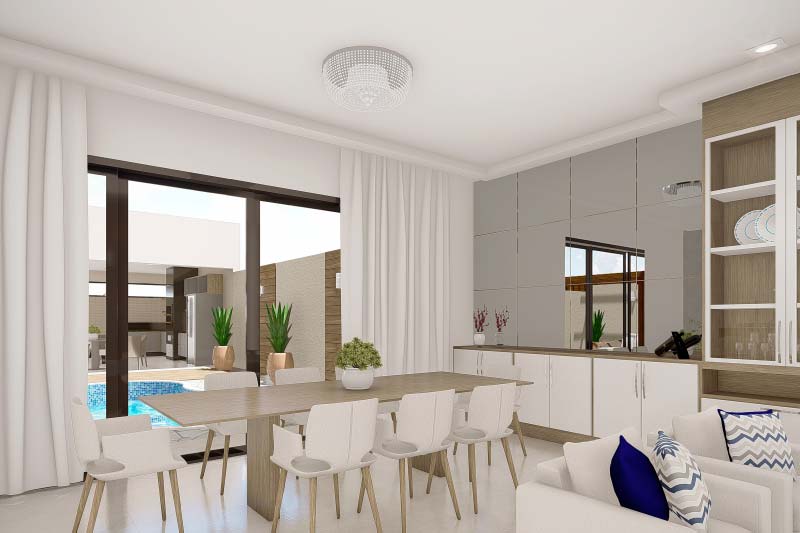 Sala de jantar com espelho 