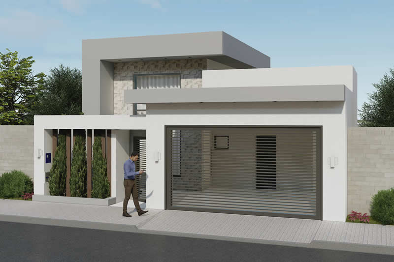 Planta de casa com 2 quartos e área de lazer