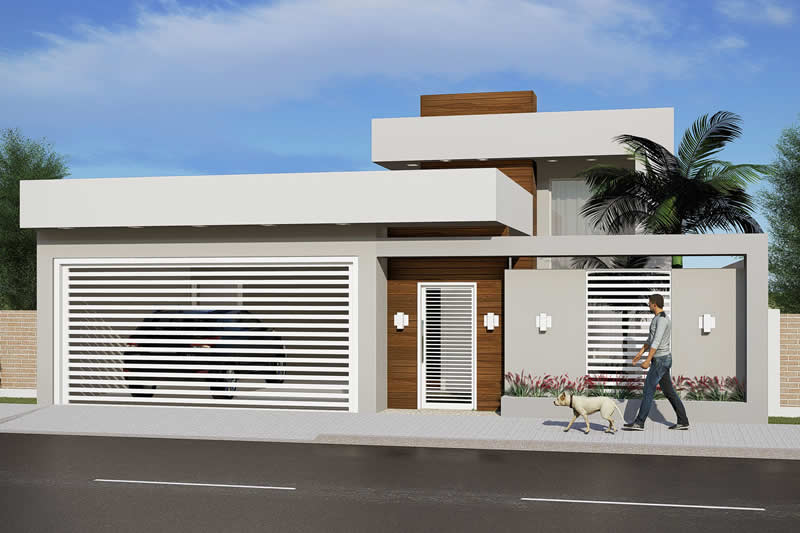 Planta de casa com 3 quartos e piscina