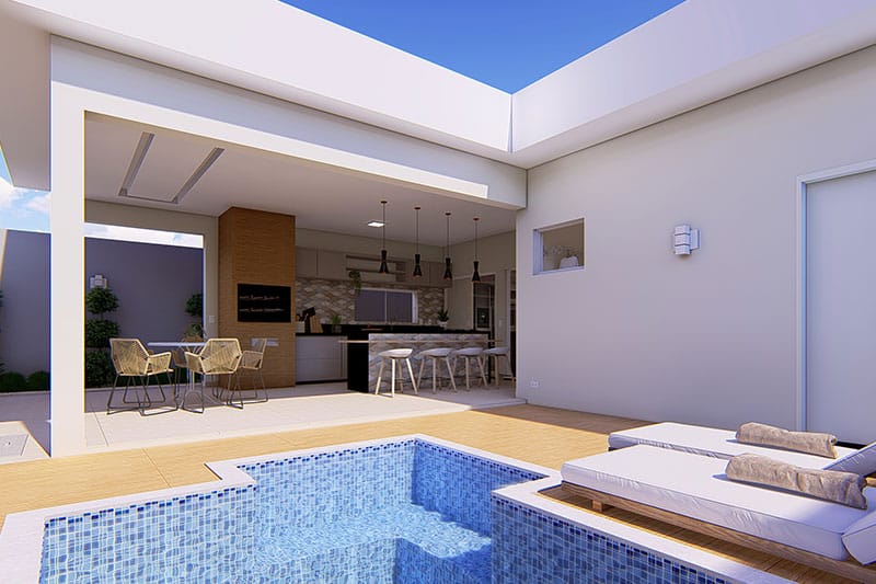 Planta de casa com quarto na frente