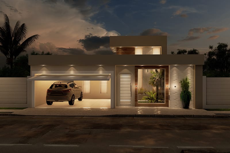 Planta de casa com 2 dormitórios e 1 suíte