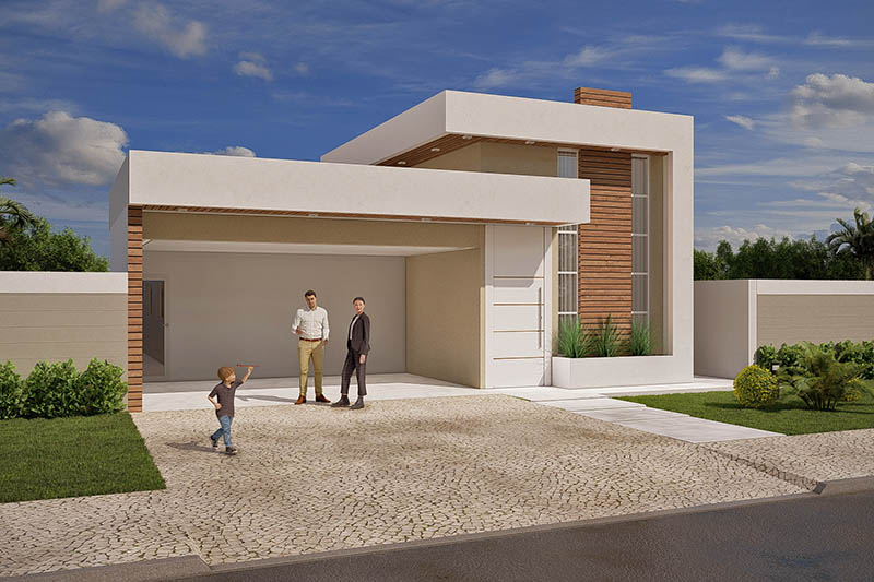 Projeto moderno com madeira