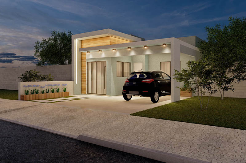 Projeto de casa térrea com 70m²