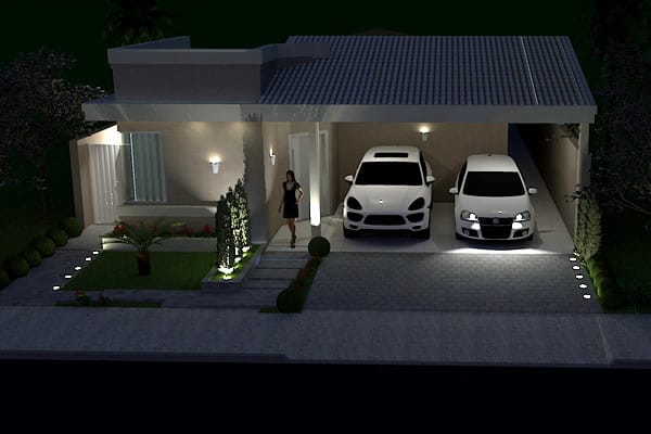 Planta de casa térrea com escritório