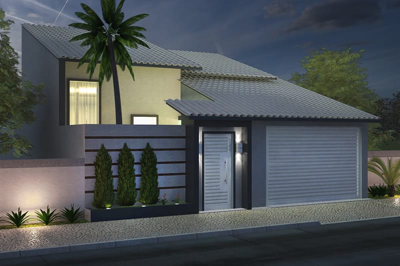 Casa com pé direito alto e área de luz