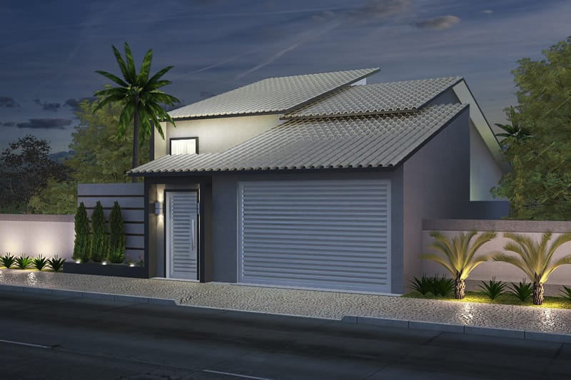 Casa com pé direito alto e área de luz