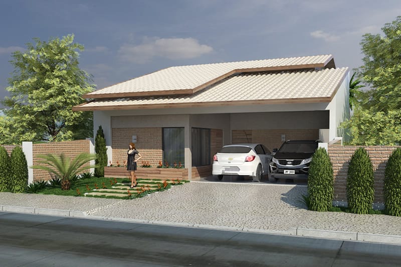 Casa com telhado branco
