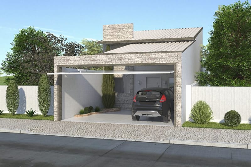Planta de casa com portão fechado