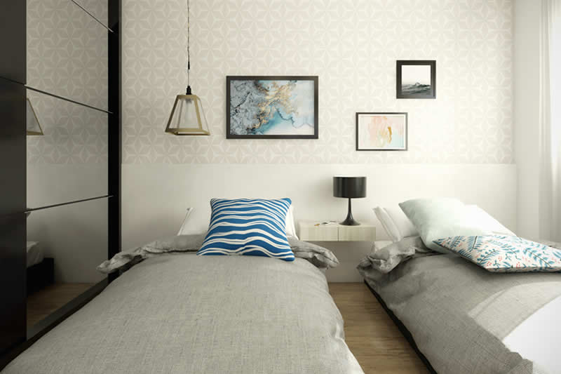 Quarto com duas camas para jovens