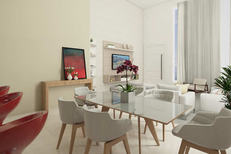 Planta de casa com muro de vidro